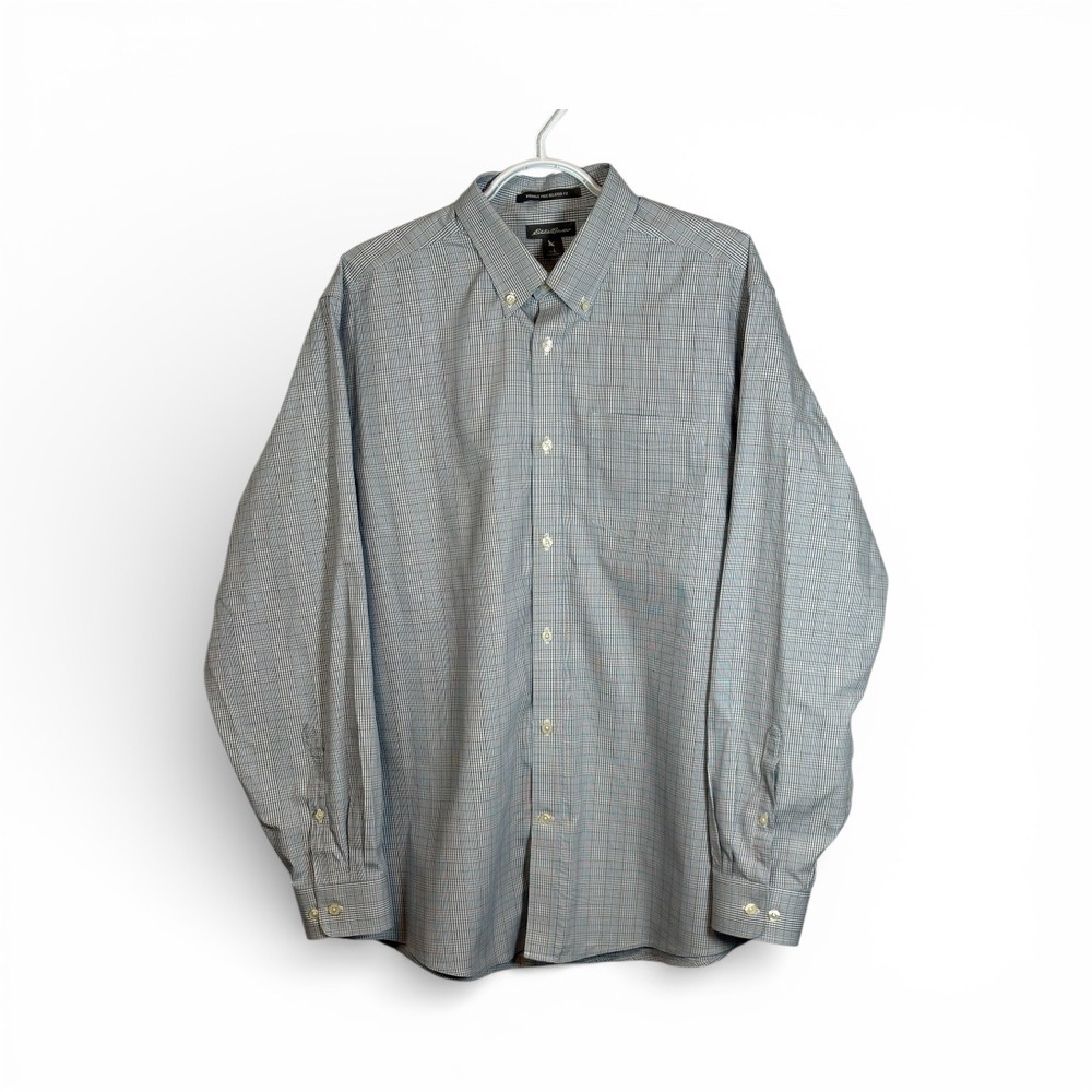 Eddie Bauer Mens Wrinkle Free Relaxed Fit Plaid Button Down Shirt Size L